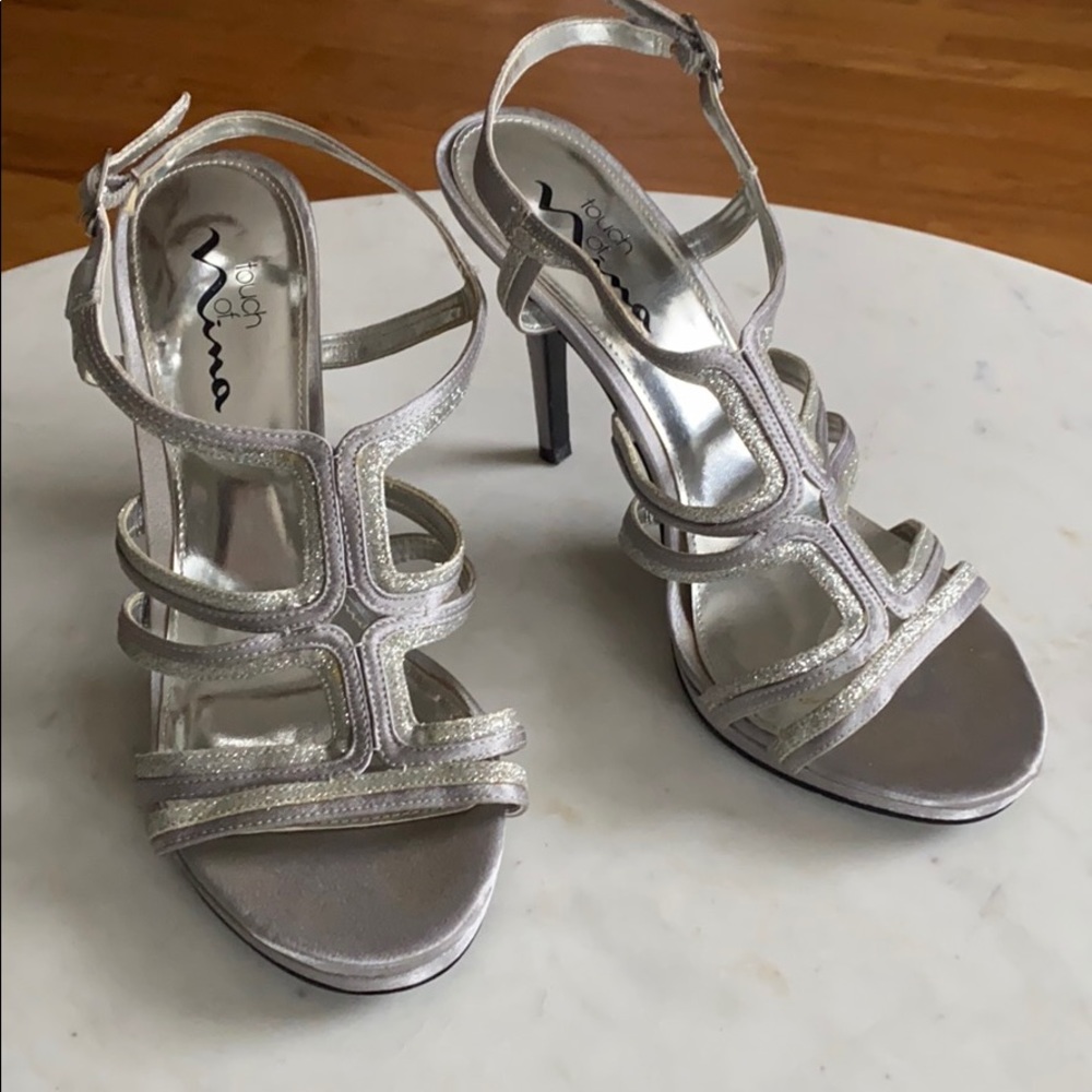 Nina Silver Dressy Heels, size 8.5